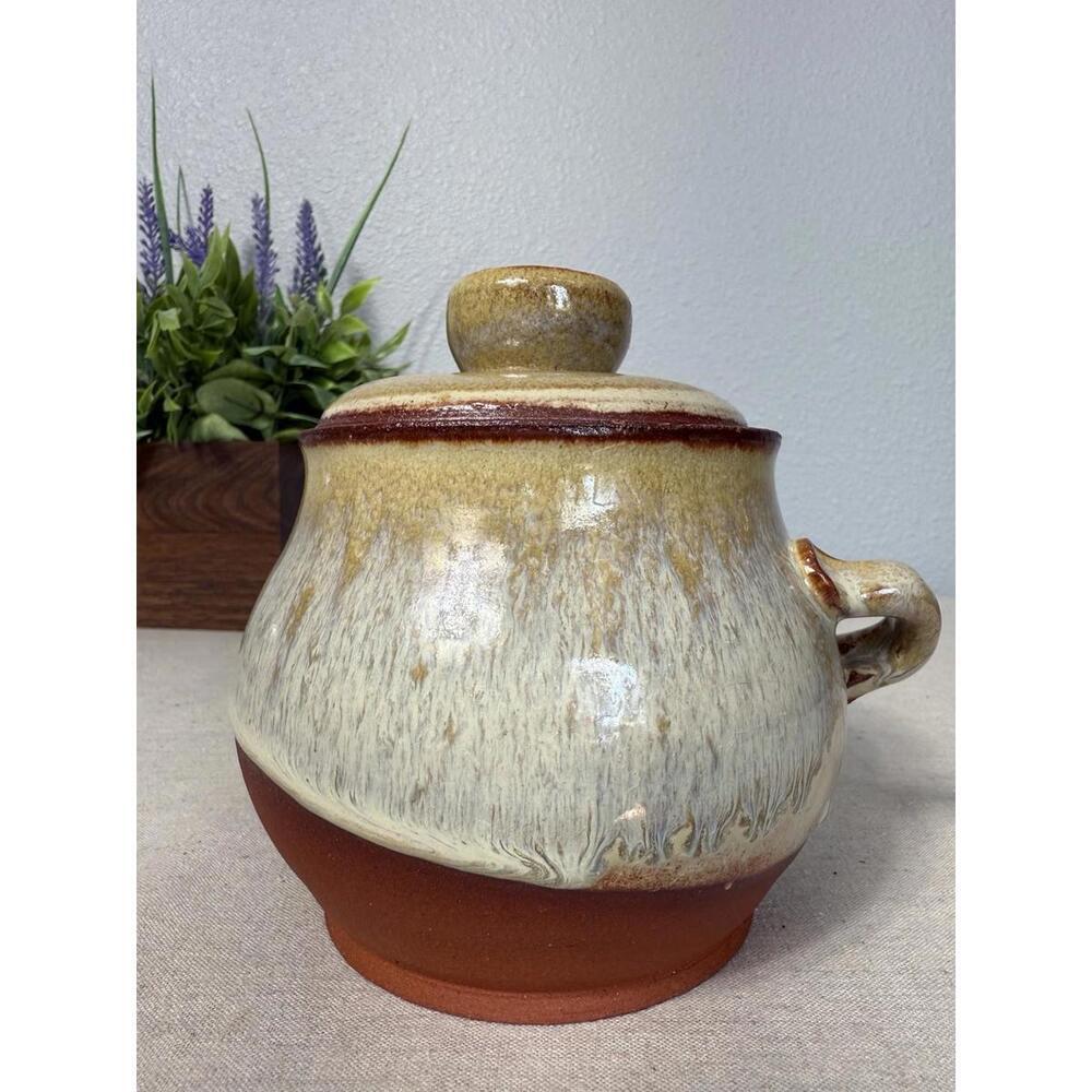 ARTIST SIGNED MULTI COLOR STUDIO POTTERY POT WITH‎ LID